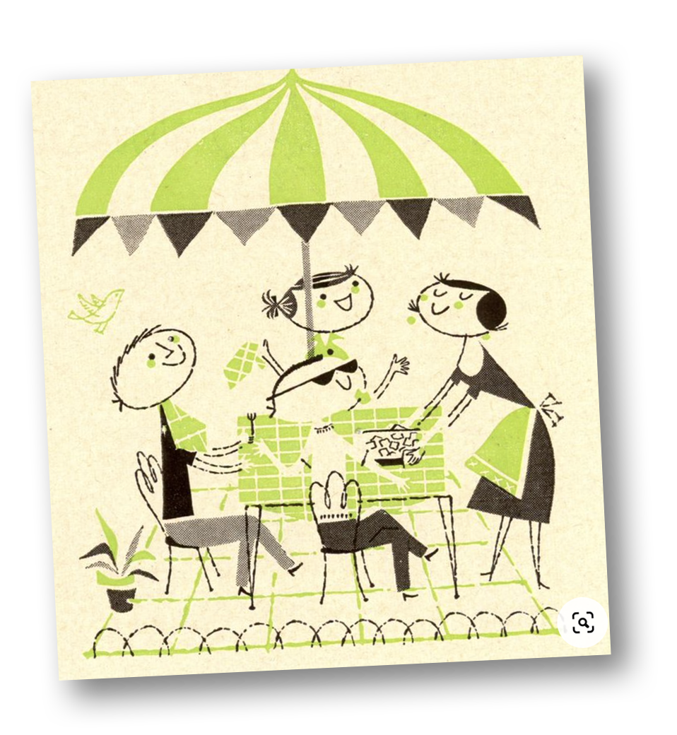 picnic retro drawing